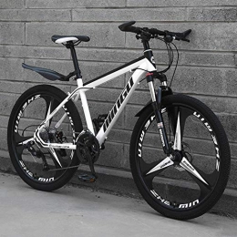 Breeze Bike Mountain Bike 24 Inches, Double Disc Brake Frame Bicycle Hardtail with Adjustable Seat, Country Men's Mountain Bikes 21 / 24 / 27 / 30 Speed, White black, 27 speed
