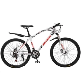 Dsrgwe Bike Mountain Bike, 26" Carbon Steel Frame Ravine Bicycles, Dual Disc Brake Front Suspension (Color : White, Size : 21 Speed)