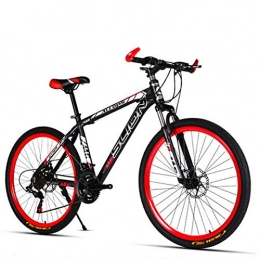 Dafang Mountain Bike Mountain bike 26 inch 21 / 24 / 27 / 30 variable speed double disc brake student male and female bicycles-Black red_21 speed
