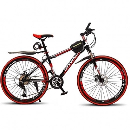 Gnohnay Bike Mountain Bike, 26 Inch Bike, Double Disc Brake Bicycle, Road Bicycle, Hard Tail Bike, Bicycle, Adult Student Bike, Red, 26 inches
