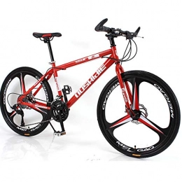 BNMKL Mountain Bike Mountain Bike 26 Inch High Carbon Steel Frame 21 / 24 / 27 / 30 Speed Bicycle, 3 Cutter Wheels, Dual Disc Brakes, Men's Womens MTB, Red, 27 Speed