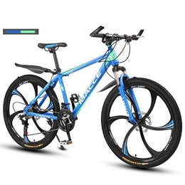 Hadishi Mountain Bike Mountain Bike 26 Inches, Double Disc Brake Frame Bicycle Hardtail with Adjustable Seat, Country Female-Male Mountain Bikes 21 / 24 / 27Speed, Blue, 24 speed