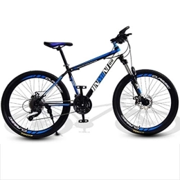 Dsrgwe Bike Mountain Bike, 26inch Hardtail Mountain Bicycles, Carbon Steel Frame, Front Suspension and Double Disc Brake, 21 Speed, 24 Speed, 27 Speed (Color : Black+Blue, Size : 27 Speed)