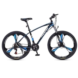Dsrgwe Bike Mountain Bike, 26inch Mag Wheel, Carbon Steel Frame Bicycles, 24 Speed, Double Disc Brake and Front Suspension (Color : Black+Blue)
