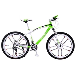 Dsrgwe Bike Mountain Bike, 26inch Wheel, Carbon Steel Frame Mountain Bicycles, Double Disc Brake and Front Suspension, 21 Speed, 24 Speed, 27 Speed (Color : Green, Size : 27 Speed)