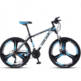 BNMKL Bike Mountain Bike 27 / 30 Speed Dual Disc Brake 26 Inch Wheels Suspension Fork with Locking, High-Carbon Steel Frame Mountain Bicycle, Black Blue, 26 Inch 27 Speed