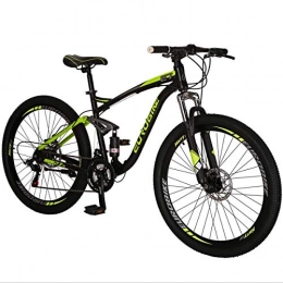  Mountain Bike Mountain Bike, 27.5-Inch Wheels, Mens / Womens 17.5-Inch Carbon steel Frame, 21 Speed, Disc Brakes, Double suspension (Green)