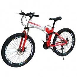 WZB Bike Mountain Bike 27 Speed Steel Frame 26 Inches 3-Spoke Wheels Dual Suspension Folding Bike Blackwhite, 18, 24speed