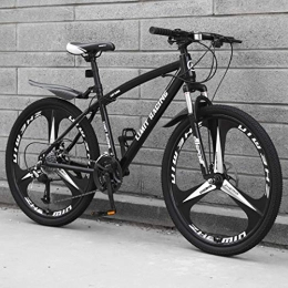 WYZQ Mountain Bike Mountain Bike Adult, 26 Inch 3-Spoke Wheel, Shock Dual Disc Brakes Student Bicycle, High Carbon Steel Hard Tail Frame, Double Disc Brake, Black, 21 speed