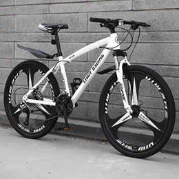 WYZQ Bike Mountain Bike Adult, 26 Inch 3-Spoke Wheel, Shock Dual Disc Brakes Student Bicycle, High Carbon Steel Hard Tail Frame, Double Disc Brake, White, 27 speed