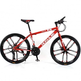 BNMKL Mountain Bike Mountain Bike Adult 26 Inch High Carbon Steel Frame 21 / 24 / 27 / 30 Speed Bicycle Commuter City Road Bike, Unfoldable Bike, Red, 27 Speed