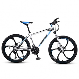Aoyo Mountain Bike Mountain Bike, Adult Variable-speed Shock-absorbing Bicycle, Lightweight Adult Student Cross-country Road Racing(Color:Six knife wheels-white and blue)
