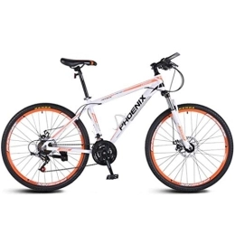 Dsrgwe Bike Mountain Bike, Aluminium Alloy Frame Hardtail Bicycles, Double Disc Brake and Front Suspension, 26inch, 27.5inch Wheels (Color : White+Orange, Size : 27.5inch)