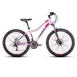 LADDER Bike Mountain Bike, Aluminium Alloy Women Bicycles, Double Disc Brake and Locking Front Suspension, 26inch Wheel, 21 Speed (Color : Pink)