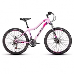 Dsrgwe Mountain Bike Mountain Bike, Aluminium Alloy Women Bicycles, Double Disc Brake and Locking Front Suspension, 26inch Wheel, 21 Speed (Color : Pink)