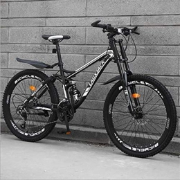 Tochange Mountain Bike Mountain Bike Bicycle, 26 Inch High Carbon Steel Off-Road Bike, Full Suspension Bikes, Dual Disc Brake Men's Womens Soft Tail Mountain Bike, black 24 Speed