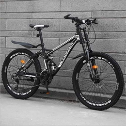 Tochange Mountain Bike Mountain Bike Bicycle, 26 Inch High Carbon Steel Off-Road Bike, Full Suspension Bikes, Dual Disc Brake Men's Womens Soft Tail Mountain Bike, black 27 Speed