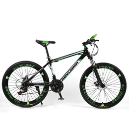 Dsrgwe Mountain Bike Mountain Bike, Carbon Steel Frame Bicycles, Double Disc Brake and Front Fork, 26inch Spoke Wheel (Color : Green, Size : 27-speed)