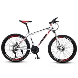 Dsrgwe Mountain Bike Mountain Bike, Carbon Steel Frame Hardtail Mountain Bicycles, Double Disc Brake and Front Fork, 26inch Spoke Wheel (Color : Red+White, Size : 24-speed)