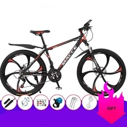 Dsrgwe Bike Mountain Bike, Carbon Steel Frame Hardtail Mountain Bicycles, Dual Disc Brake and Front Suspension, 26 inch Wheels (Color : Black+Red, Size : 27 Speed)