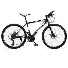 RSJK Mountain Bike Mountain bike Cross-country racing car Male and female student bicycle 26 inch 27 shifting system Front and rear mechanical disc brakes One wheel black@Spoke wheel black and white_27-speed 26-inch [16