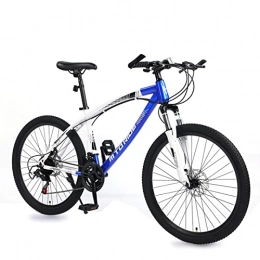 AZXV Mountain Bike Mountain Bike Full Suspension High-Carbon Steel Bike，21 Speeds Drivetrain，26 Inch Wheels，Mechanical Dual Disc-Brakes，Shock-absorbing Shifting MTB Bicycle for Adults / white blue