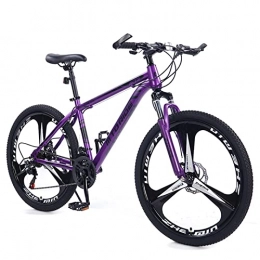 AZXV Mountain Bike Mountain Bike Full Suspension High-Carbon Steel Bike，Mechanical Dual Disc-Brakes Shock-absorbing Shifting Adults MTB Bicycle，21 Speeds，3-Spokes 26 Inch Wheels，Multip purple