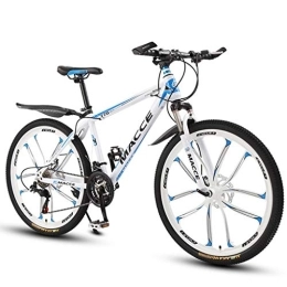 Dsrgwe Bike Mountain Bike, Hardtail Bicycle, Dual Disc Brake and Front Suspension, 26inch Wheels (Color : White, Size : 24-speed)