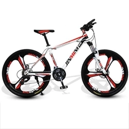 Dsrgwe Bike Mountain Bike, Hardtail Mountain Bicycles, Carbon Steel Frame, 26inch Wheel, Dual Disc Brake and Front Suspension (Color : White+Red, Size : 21 Speed)