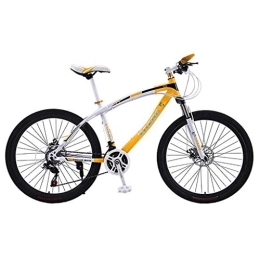 Dsrgwe Mountain Bike Mountain Bike, Hardtail Mountain Bicycles, Dual Disc Brake and Front Suspension, 26" Wheel, Carbon Steel Frame (Color : Yellow, Size : 27 Speed)
