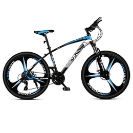 Dsrgwe Bike Mountain Bike, Hardtail Mountain Bicycles, Dual Disc Brake and Front Suspension, Carbon Steel Frame, 26inch Mag Wheel (Color : Black+Blue, Size : 24 Speed)