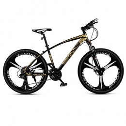 Dsrgwe Bike Mountain Bike, Hardtail Mountain Bicycles, Dual Disc Brake and Front Suspension, Carbon Steel Frame, 26inch Mag Wheel (Color : Black+Gold, Size : 27 Speed)