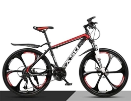 WJSW Bike Mountain Bike High-Carbon Steel 26 Inches Spoke Wheel Dual Suspension, Mens MTB (Color : Black red, Size : 30 speed)