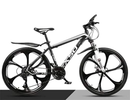 WJSW Mountain Bike Mountain Bike High-Carbon Steel 26 Inches Spoke Wheel Dual Suspension, Mens MTB (Color : Black white, Size : 30 speed)
