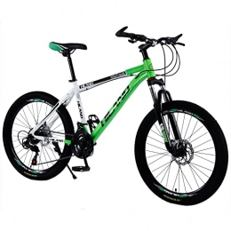AZXV Mountain Bike Mountain Bike High-Carbon Steel Adults MTB Bicycle，Full Suspension Front Fork Mechanical Dual Disc Brake，21 Speed，26 Inch Wheels，variable Speed Bikes for Men / Women，M White Green