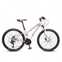 Dsrgwe Bike Mountain Bike, Lightweight Aluminium Alloy Bicycles, Double Disc Brake and Front Suspension, 26inch Wheel, 27 Speed (Color : Pink)