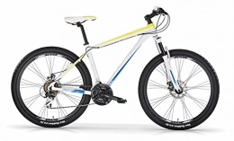 MBM Bike Mountain Bike MBM 227, alloy, front suspended, 27.5 inch, 21 speed, optional disk brakes (Matt White / Neon Blue with Disk Brakes, 40cm)