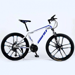 ZXL Mountain Bike Mountain bike Mountain Bike 24 / 26 Inch with Double Disc Brake, Adult MTB, Hardtail Bicycle with Adjustable Seat, Thickened Carbon Steel Frame, White Blue, 10 Cutters Wheel road bike