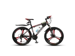 Generic Mountain Bike Mountain Bike, Mountain Bike Unisex Mountain Bike 21 / 24 / 27 Speed ​​High-Carbon Steel Frame 26 Inches 3-Spoke Wheels with Disc Brakes and Suspension Fork, Black, 24 Speed