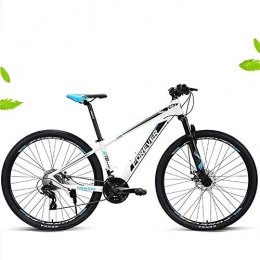 Suge Bike Mountain Bike, Off-Road Bike, 27-Speed, Double Shock Absorption 29-Inch Wheel Diameter Disc Brakes Large Tires (Color : White Blue)