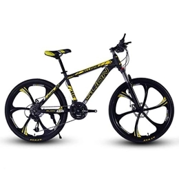 Dsrgwe Bike Mountain Bike, Steel Frame Hardtail Mountain Bicycles, Dual Disc Brake and Front Suspension, 26inch Wheel (Color : Black+Yellow, Size : 21 Speed)
