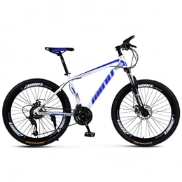 WANYE Bike Mountain Bike, Stone Mountain 26 Inch Wheels 21 / 24 / 27 / 30-Speed, High Timber Youth / Adult Mountain Bike, High Carbon Steel Frame, Lightweight white blue-27speed