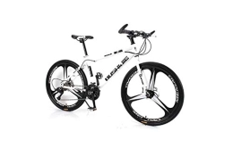 Generic Bike Mountain Bike Unisex Mountain Bike 21 / 24 / 27 / 30 Speed ​​High-Carbon Steel Frame 26 Inches 3-Spoke Wheels Bicycle Double Disc Brake for Student, White, 18 Inches