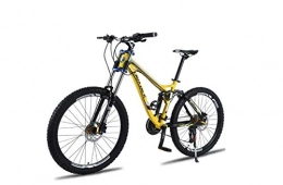 DYM Bike Mountain Bike Unisex Mountain Bike, 26 inch Aluminum Alloy Frame, 24 / 27 Speed Dual Suspension MTB Bike with Double Disc Brake, Yellow, 24 Speed