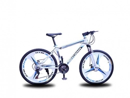 DYM Mountain Bike Mountain Bike Unisex Suspension Mountain Bike, 24 inch 3-Spoke Wheels High-Carbon Steel Frame Bicycle, 21 / 24 / 27 Speed Double Disc Brake Commuter City, Blue, 21 Speed