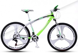 HCMNME Mountain Bike Mountain Bikes, 24 inch mountain bike adult variable speed damping bicycle off-road double disc brake three-wheeled bicycle Alloy frame with Disc Brakes ( Color : White and green , Size : 24 speed )