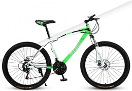 HUAQINEI Mountain Bike Mountain Bikes, 24 inch mountain bike adult variable speed damping bicycle off-road dual disc brake spoke wheel bicycle Alloy frame with Disc Brakes (Color : White and green, Size : 27 speed)