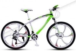 HCMNME Mountain Bike Mountain Bikes, 24 inch mountain bike adult variable speed shock absorber bicycle dual disc brake six blade wheel bicycle Alloy frame with Disc Brakes ( Color : White and green , Size : 21 speed )