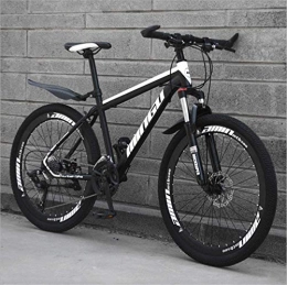 HCMNME Bike Mountain Bikes, 24 inch mountain bike variable speed cross-country shock-absorbing bicycle light road racing 40 cutter wheels Alloy frame with Disc Brakes ( Color : Black and white , Size : 21 speed )