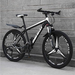HUAQINEI Bike Mountain Bikes, 24-inch mountain bike variable speed off-road shock-absorbing bicycle lightweight road racing three-wheel Alloy frame with Disc Brakes ( Color : Black and white , Size : 27 speed )